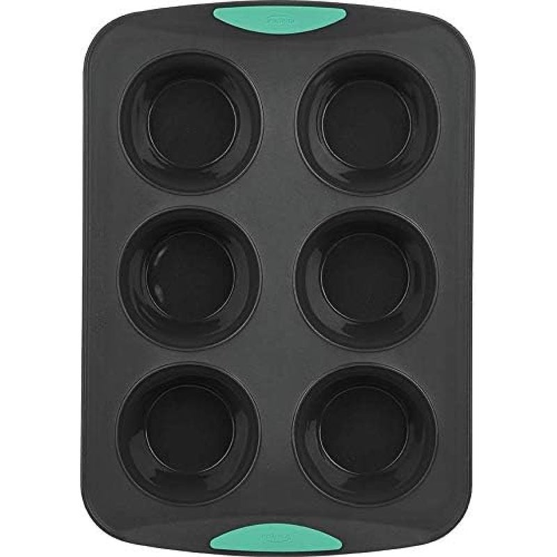 Trudeau Bakeware Cupcake Pan, 6-Count, Mint - Image 1